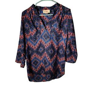 Women's Wishful Park Vibrant Pretty Blue & Pink Dressy Blouse Size Medium